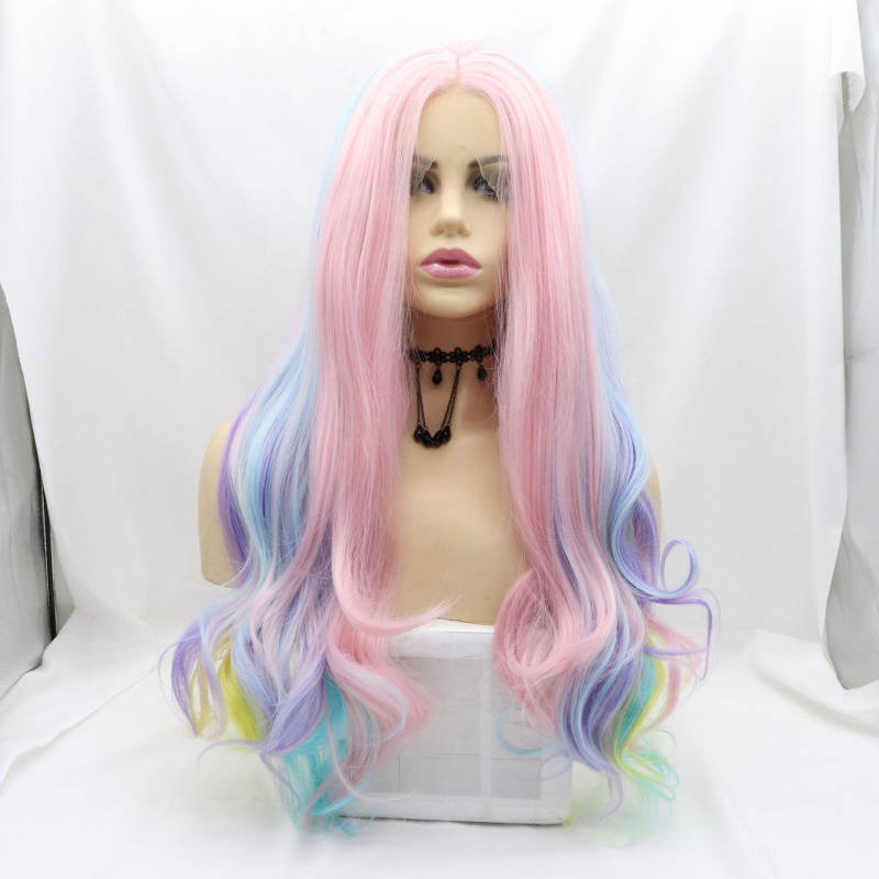 Wig Fiber Net - Handgeweven synthetische Halloween-pruik met kanten voorkant,